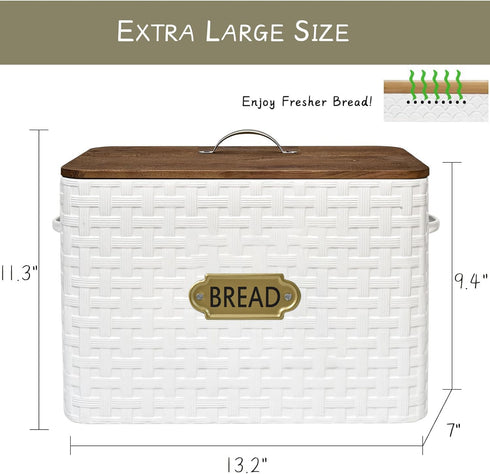 Countertop, EMAX HOME Extra Large Space Saving Farmhouse Bread Box With Wood Lid - Vertical Breadbox Bread Storage Bin