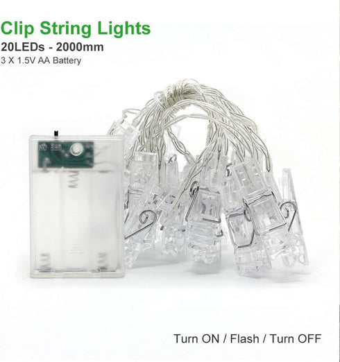 Dopheuor Photo Clip String Lights LED Fairy Clip String Lights for Hanging Photo Pictures, Battery Operated for Gifts