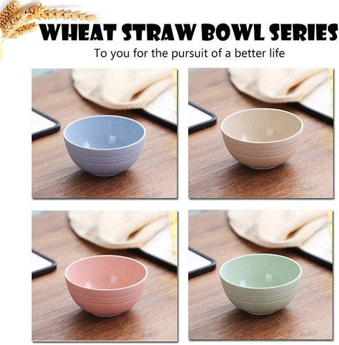 4 PCS 4.7inch Lightweight Wheat Straw Bowls - Unbreakable Cereal Pasta Bowls, Microwave & Dishwasher Safe, Beige