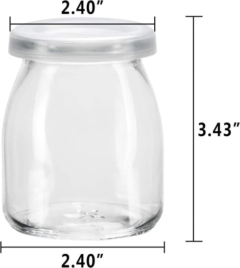 Encheng 7 oz 20 Pack Clear Glass Jars With Lids,Yogurt Container With Lids(PE),Replacement Pudding Jars Yogurt