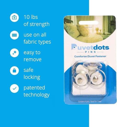 DuvetComforter Strong Magnetic Fasteners with Key (Comforter GripsDuvet Cover ClipsMagnetic Duvet ClipDuvet Donuts (1 Set or 4 - Enough for 1 Bed)), Clear by Duvet Dotz