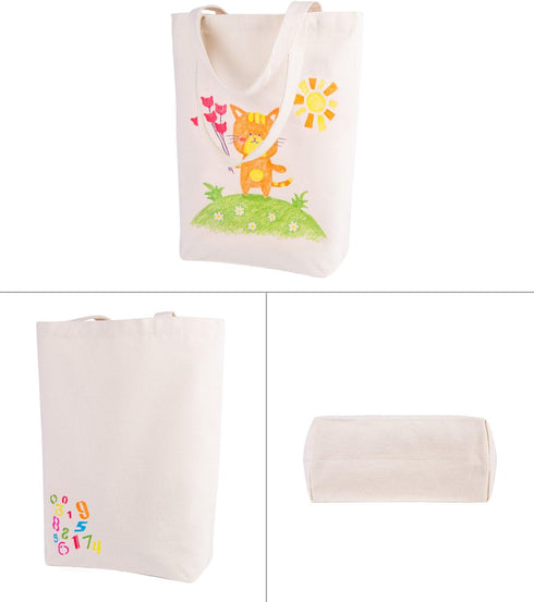 Lily queen 15H 13W 4D Inch Natural Canvas Tote Bags for Crafting and Decorating Reusable Grocery Washable Bag Shopping