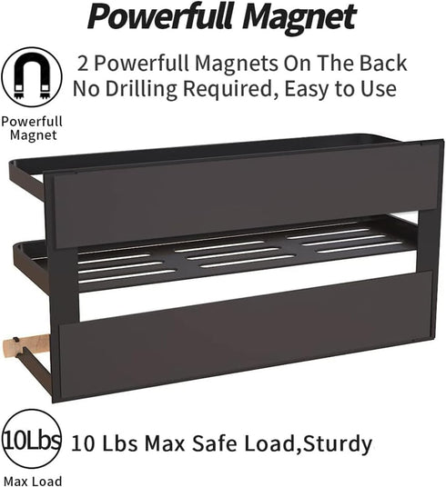 Magnetic Paper Towel Holder for Refrigerator,Magnetic Spice Rack with Paper Towel Rack Storage Organizer Fridge