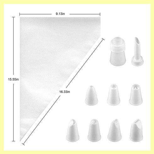 Disposable Cake Decorating Bags - Set of 100 White 14 Inch Round Piping Bags for Cakes, Cupcakes, Cookies