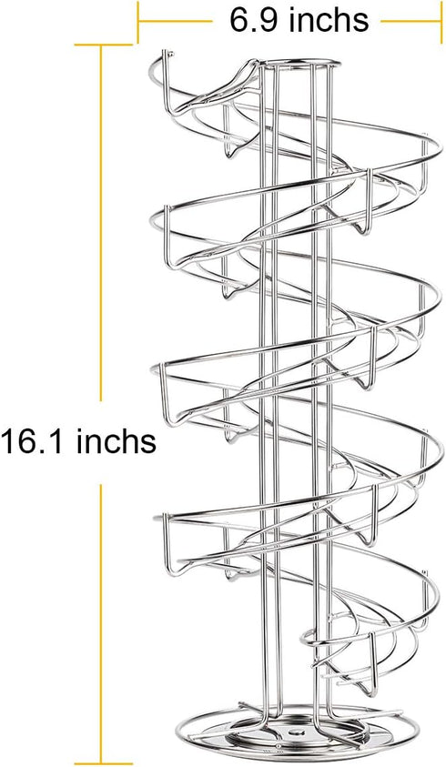 Spiral Stainless Steel Egg Skelter Dispenser Rack - Silver