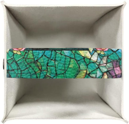 Waterproof Square Butterfly Rose Print Tissue Case Cover, Foldable Kleenex Box for Home Office, Green