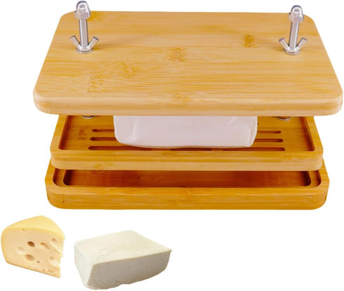 Glowgath Tofu Press,Large Bamboo Tofu Press with Tofu Strainer,Drip Tray and Cheesecloth, BPA