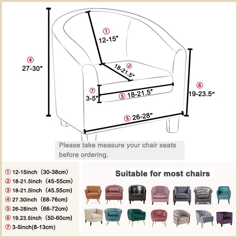 Lellen Club Chair Slipcover with Seat Cushion Cover Round Tub Accent Armchair Cover Reusable Sofa Stretch Covers