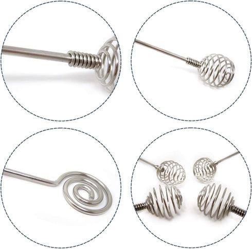 Honbay 4PCS Albumen Stainless Steel Honey Dipper Sticks Honey Spoon Dippers Stir Sticks Mixing Spoon for Honey Melted