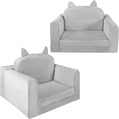 ORWIPO Cozy Kids Sofa Bed with Removable Washable Cover & Backrest Foldable Toddler Chair, Crystal Velvet Furniture