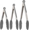 Kitchen Tongs Set of 3 for Cooking, 7-Inch, 9-Inch, 12-Inch Locking Silicone Tips, Grey