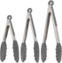 Kitchen Tongs Set of 3 for Cooking, 7-Inch, 9-Inch, 12-Inch Locking Silicone Tips, Grey