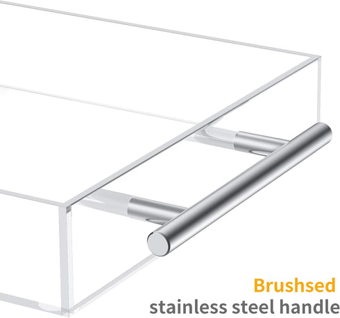 16"x12" Richboom Clear Acrylic Serving Tray - Coffee Table Living Room Kitchen Decorative Tray with Silver Metal
