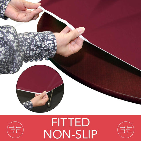 Covers For The Home Deluxe Elastic Edged Vinyl Fitted Table Cover - Basketweave (Red) Pattern - Fits Tables up to 56"