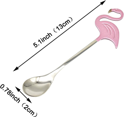 Maydahui 2PCS Flamingo Spoons - 5.1 Inch Animal Spoon, 18/10(304) Stainless Steel Dessert Spoon