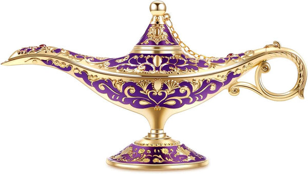 Gusnilo Vintage Aladdin Magic Lamp Genie Collector's Edition, Wedding Table Decoration, Purple