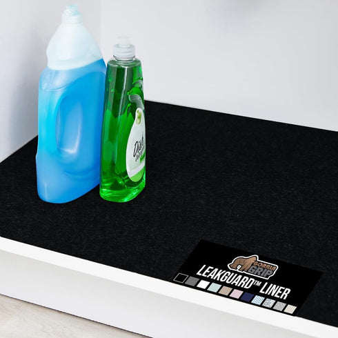 GORILLA GRIP LeakGuard Non-Adhesive Under Sink Mat - Waterproof Quick Dry Shelf Liner for Kitchen Cabinet, 24x24 Black