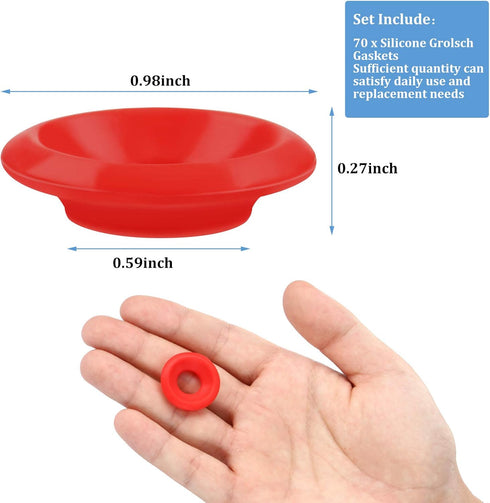 70 Pieces Silicone Rubber Gaskets Washer for Swing Flip Bottles, Leak-proof Seals for Home Brew Beer Bottles