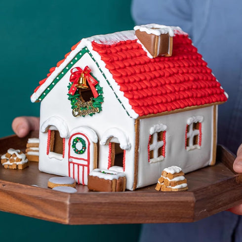 Gingerbread House Cookie Cutter Set, 3D Stainless Steel Biscuit Cutter Mold Including Christmas Tree, Snowman,