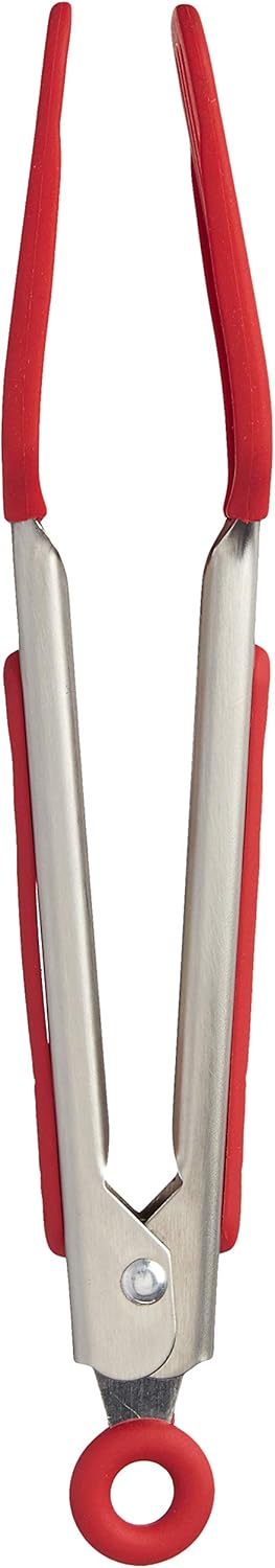 Tovolo Mini Turner, Flat Head, Easy-Lock Mechanism, Non-Slip Grip Tongs Grilling, BPA-Free & Dishwasher Safe Silicone Cooking Utensils, Candy Apple by Tovolo
