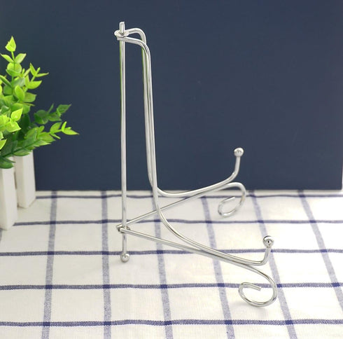 Artliving Metal Plate Stands for Display, 8-Inch Adjustable Easel Holders for Plates, Frames, Cookbooks - Silver
