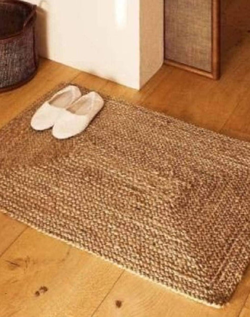 The Home Talk Jute Accent Indoor Rug 2'x3' Eco-Friendly Handcrafted Rustic or Boho Style Floormat for Entryway, Kitchen, Small Spaces, Party Décor Rugs, Bedroom, Living Room - Natural by The Home Talk