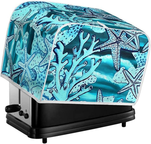 Starfish Blue Toaster Dust Cover, Polyester Fabric, 2/4 Slice, Dust and Fingerprint Protection, Machine Washable