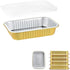 7x5 Sturdy Foil Pans + Snap-On Lids (5 Pack), Heavy Duty Reusable Foil Tins 20oz for Baking and Cooking