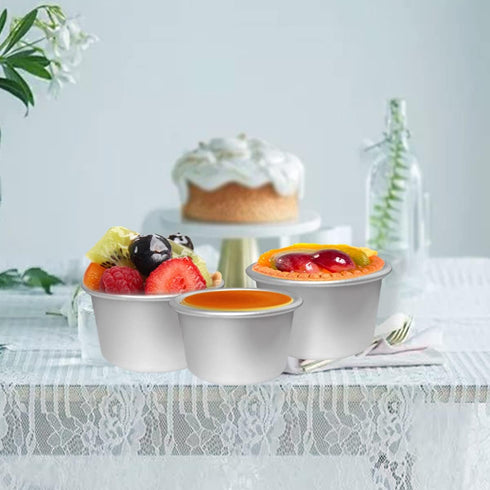 Pudding Cups Molds, Individual Popover Pan, 8 Pieces Aluminium Baking Maker (3.74 x 2 x 2.87 Inch)