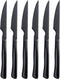 Black Steak Knife Set - 6 Piece Stainless Steel Kitchen Utility Knives, 8.7 Inch Serrated