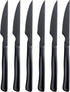 Black Steak Knife Set - 6 Piece Stainless Steel Kitchen Utility Knives, 8.7 Inch Serrated