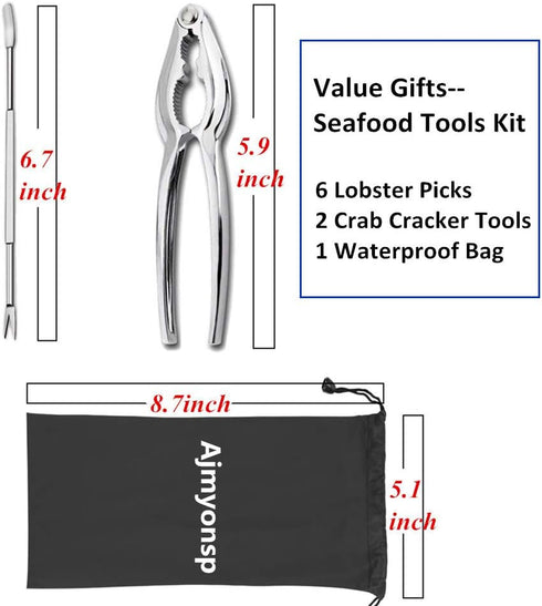 Set, 8Pcs Set Lobsters Crackers and Picks Crab Leg Cracker Tools - Stainless Steel Seafood Crackers & Forks Nuts