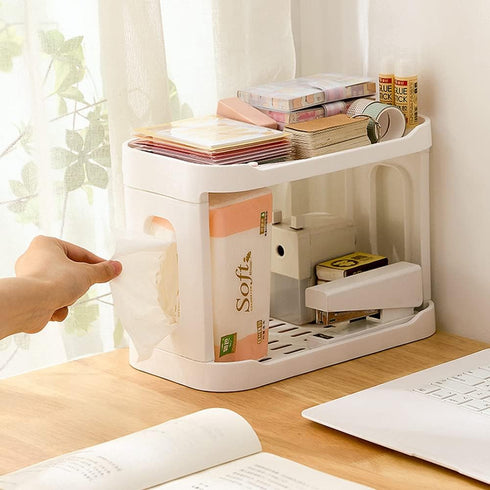 kaileyouxiangongsi 2-Tier Desk Organizers & Dispensers, Mail Holder for Office Desk Organization, White