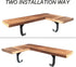 16 Inch Set 2 HAO Floating Corner Wall Shelves Rustic Wood Mounted Shelving L Shape Shelf with Cable Wire Hole Pattern