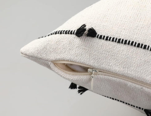 14 28 Inch 1 Pack NUYECY Boho Long Lumbar Pillow Covers x Black, Classic Striped Pattern Cotton Decorative Pillow Cover