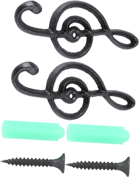2pcs Music Decor Coat Hook, Wall Mount Guitar Hangers, Decorative Towel Hooks for Hats, Robes, and Purses, Iron Metal
