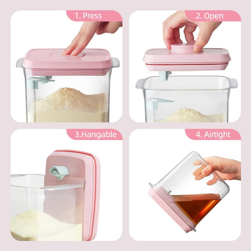 1700ml 730g Ankou Formula Container - Airtight Formula Dispenser One Button Handy Milk Powder Container BPA-Free