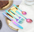 Rainbow Teaspoon Set of 6, 6 inches Mini Stainless Steel Silverware Dessert Spoons for Home, Kitchen, Restaurant,