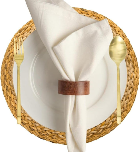 Wooden Napkin Ring for Weddings, Dinner Parties, or Everyday Use (Set of 12, Plane)