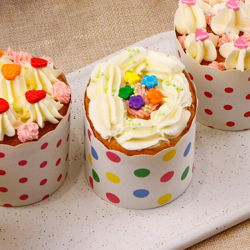 Webake Large Paper Baking Cup, 6oz Disposable Cupcake Muffin Cases, Set of 25, Colorful Dot