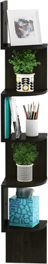 5-Tier Furinno ROSSI Floating Book Shelves for Wall, Zigzag Corner Shelf Wall Mounted, Radial Corner Floating Shelf