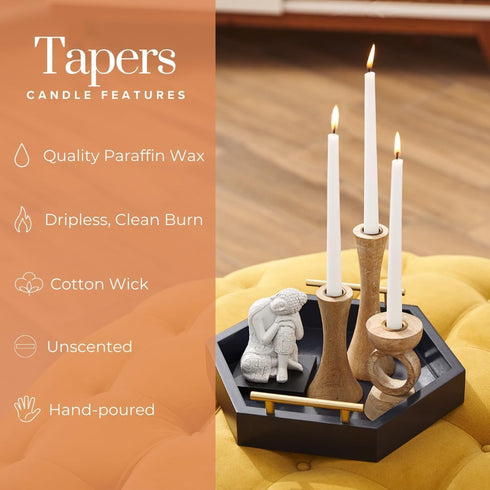 Simply Soson 10 Inch White Taper Candle Sticks - Set of 30 Dripless Tall Candles