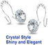 Shower Curtain Hooks Rings, 12PCS Double Hooks Glide Anti Rust Crystal Rhinestones for Shower Curtains