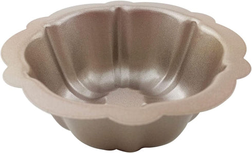 4 Inch Nonstick Mini Bundt Cake Pan Set of 4, Carbon Steel Fluted Cake Pans, Gold Pumpkin Shaped Mould for Baking