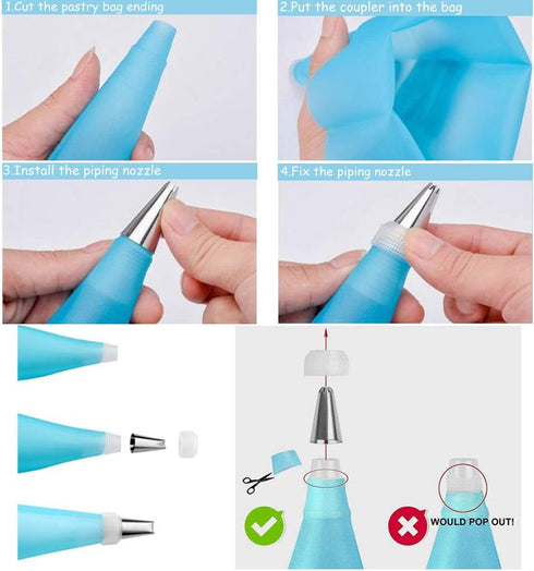 Piping Bag and Tips Cake Decorating Kit, Includes Cupcake Icing Tips with Pastry Bag