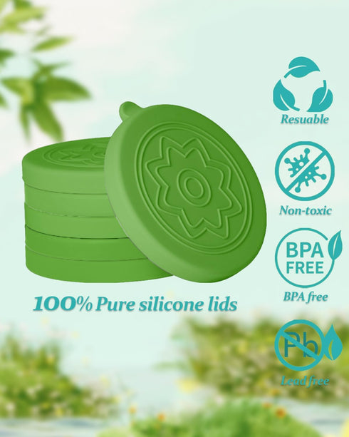 12 Pack 8 5Oz Silicone Oui Yogurt Jar Lids with Labels, Food-Grade Lids for Oui Yogurt Jars, Reusable Silicone Canning