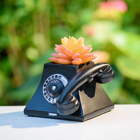 Yardwe 1pc Retro Telephone Shaped Animal Succulent Planter Pot, Modern Cute Vintage Flower Pot for Garden