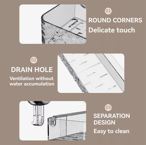 Generic Corrugated Suction Cup Storage Holder Corner Shower Caddy Large Organizer Bathroom Shelf Clear Acrylic Shower