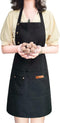 Apron for Men Women with Adjustable Straps and Large Pockets, Waterproof Black Chef Bib