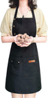 Apron for Men Women with Adjustable Straps and Large Pockets, Waterproof Black Chef Bib